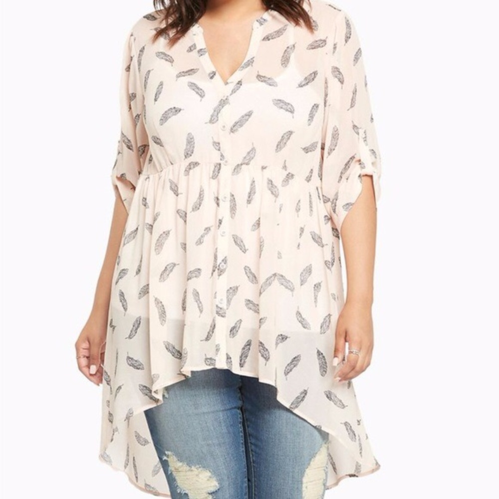 Torrid High Low Feather Blouse